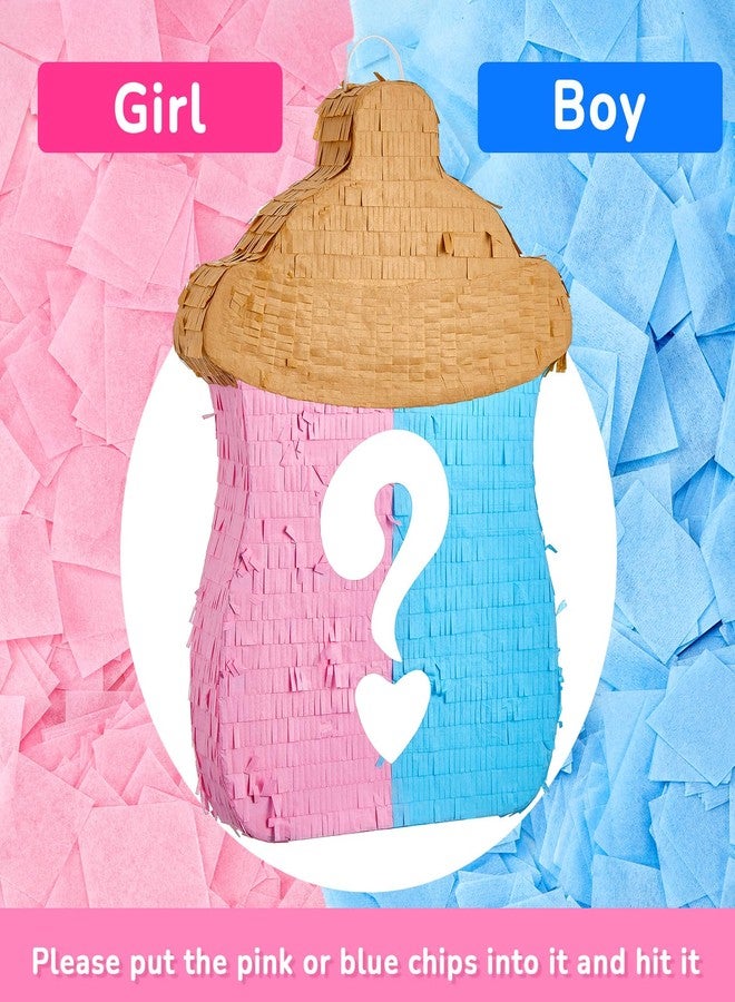 Silipull 18.5 Inch Baby Bottle Shape Gender Reveal Piñata with Piñata Stick Blindfold and Pink Blue Confetti Gender Reveal Decorations for Baby Shower Decoration Party Supplies - Image 4